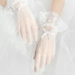 DR654 – Fishnet bow lace bridal gloves (4)