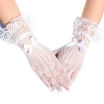 DR654 – Fishnet bow lace bridal gloves (4)